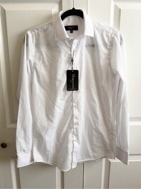 5 for $25! White Tailored Dress Shirt - Long Sleeve